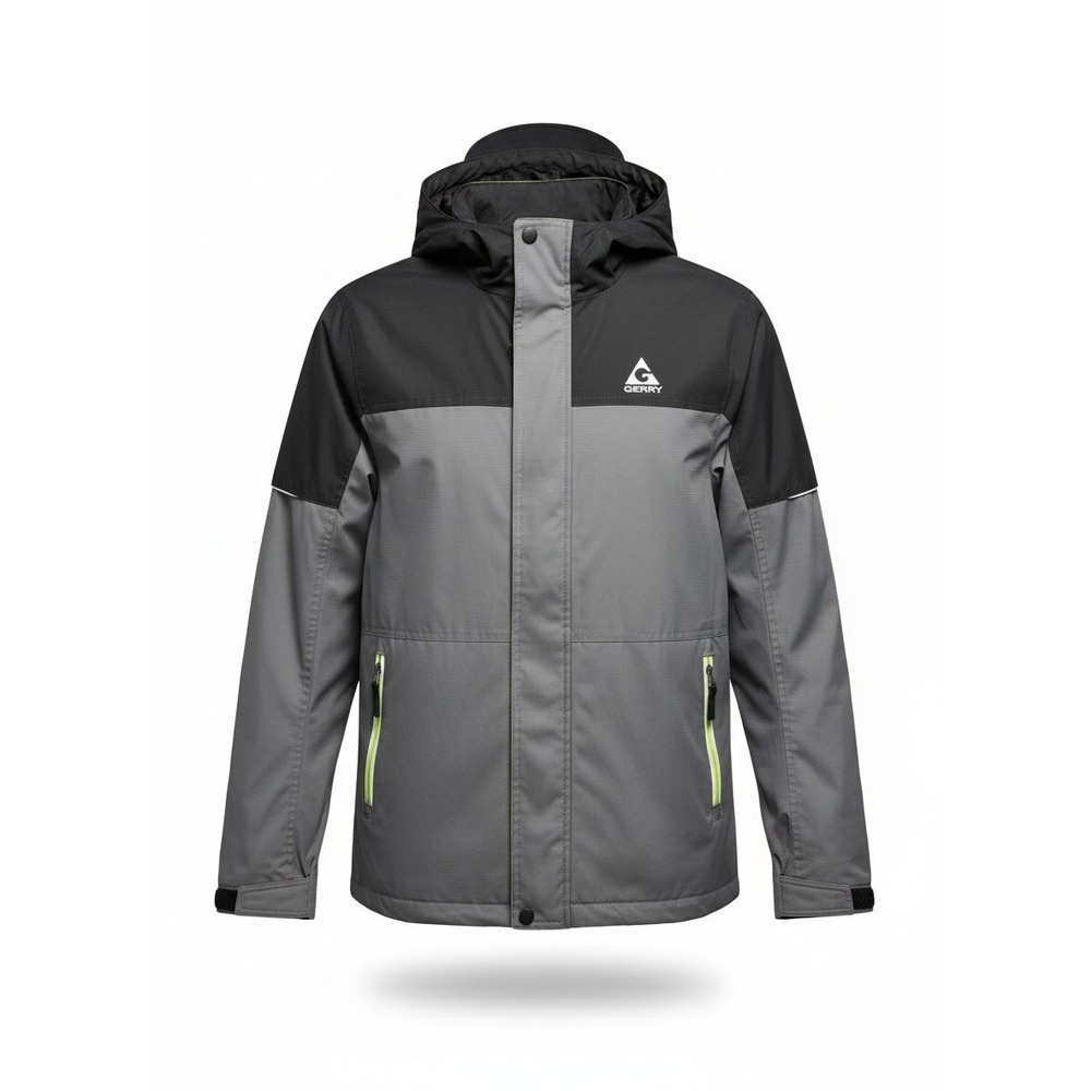 Gerry‎ Youth Rain Jacket L 14/16 Iron Gray Hooded Windbreaker Water Resistant